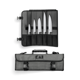 Сумка с 5 ножами KAI, коллекция Васаби black, 6710P+6715U+6716S+6720C & 6723L