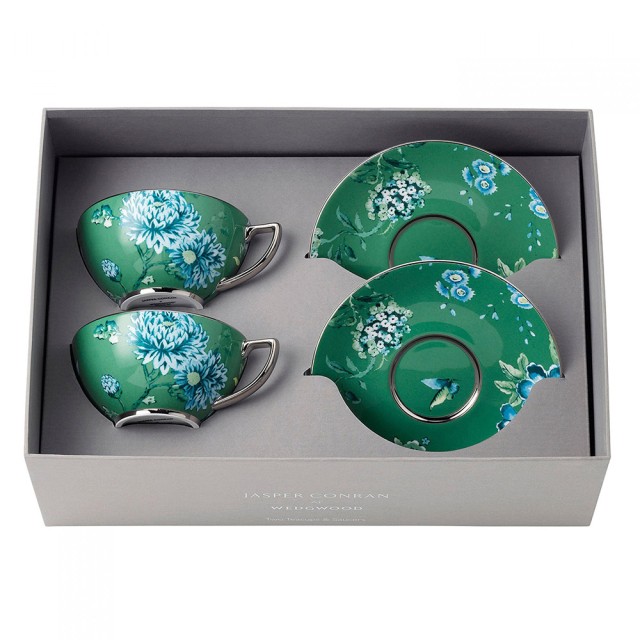 40005333  Набор из двух чайных пар. в коробке, Jasper Conran, Chinoiserie Green, Wedgwood, фарфор