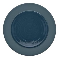 Тарелка пирожковая с широким матовым бортом  14 см, темно синяя керамика, BAHIA BLEU DE ROCHE, GUY DEGRENNE