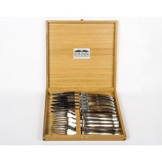 Приборы Goyon-Chazeau 1600223-2 набор 12 предметов Лагьоль, рукоятки из темного рога, в дубовой коробке