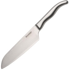 Нож сантоку 18 см со стальной ручкой, Le Creuset, 98000218000100, Дамасская сталь