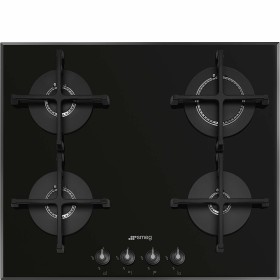 SMEG PV164B3 Газовая варочная панель, 60 см, стекло Deep Black (чёрное), скошенный край