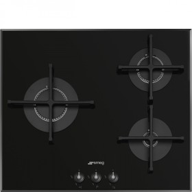 SMEG PV163B3 Газовая варочная панель, 60 см, стекло Deep Black (чёрное), скошенный край