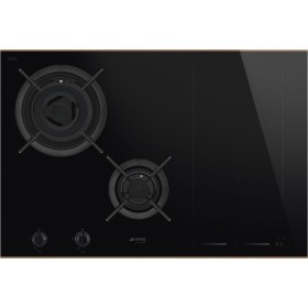 SMEG PM6743RКомбинированная варочная панель газ + индукция, 75 см, стеклокерамика Eclipse, медный профиль, прямой край