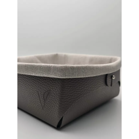 VR-02WG Хлебница из кожи, теплый серый 23х22х9см