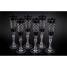 Бокал для шампанского, коллекция Черный бриллиант, хрусталь, цвет черный CRISTALLERIE de MONTBRONN 