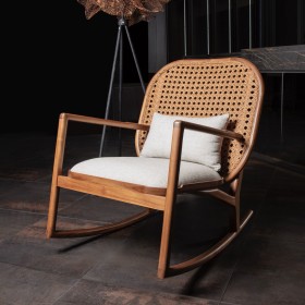 Кресло-качалка (кожа, тик, букле), 780х890х910 мм, Chateau Collection