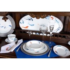 Сервиз Fradkof, Рыбы, декор платина, 54 предмета