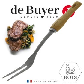 2701.10 Вилка кулинарная DE BUYER B-BOIS, брашированная нерж сталь, деревянная ручка