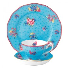 Набор чашка+блюдце+тарелка 20 см, "Милый кролик," цвет голубой Royal Albert, фарфор
