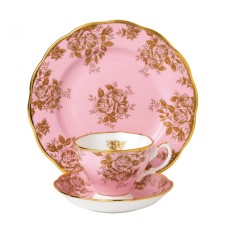 40017590 Набор чашка, блюдце, тарелка 20 см, Золотая роза, "100 Years Of, Royal Albert " (1960), Royal Albert