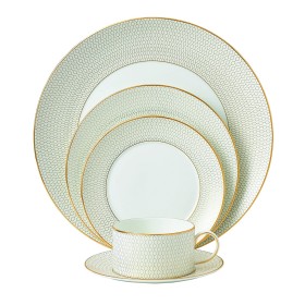 Набор из 5 предметов  (тарелка 28 см, тарелка 23 см, тарелка 18 см , чайная чашка, блюдце), Arris, Wedgwood, фарфор