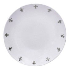 Тарелка суповая "Белая с платиновыми лилиями", 12 лилий, EVGENIYA KRYUKOVA, 23см