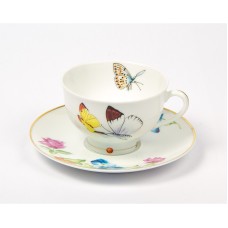 Чашка для чая с блюдцем Fradkof, бабочки, 200 мл. 