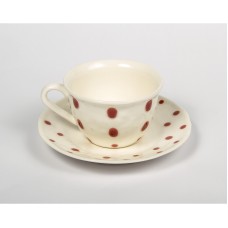 F462500328C0065 Чашка чайная с блюдцем, горох краcный, Matceramica