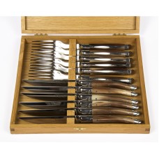Приборы Goyon-Chazeau 6600223-2 набор 12 предметов Тьер, рукоятки из темного рога, в дубовой коробке, 6 ножей+6 вилок