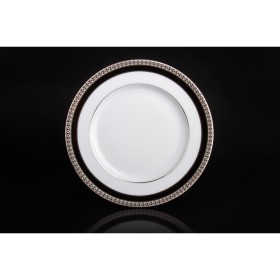 Пирожковая тарелка, коллекция Симфония, декор черный с платиной, 16 cm, фарфор