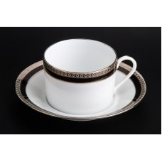 Чайная пара, коллекция Симфония, декор черный с платиной, 200 мл, фарфор