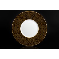 Десертная тарелка, коллекция Каракуза, декор черный с золотом, 22 cm, фарфор