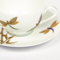 Чашка для чая с блюдцем Fradkof, стрекозы, 200 мл. 