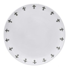 Тарелка столовая "Белая с платиновыми лилиями", 18 лилий, EVGENIYA KRYUKOVA