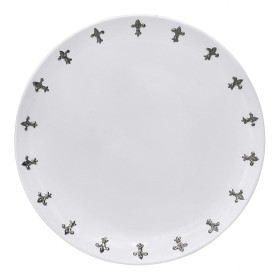 Тарелка столовая "Белая с платиновыми лилиями", 18 лилий, EVGENIYA KRYUKOVA