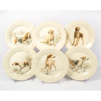 Набор тарелок десертных (Собаки) Gien, Охота, 6 шт., 23,2 см.