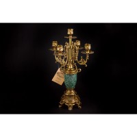 Канделябр Olympus Brass 449 GAMV бронза, цвет античное золото, зеленый мрамор