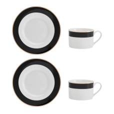 MKLDBANDCUPPK2 Набор из 2 чайных пар фарфоровых Luxe Deco 200 мл Mikasa Kitchen Craft