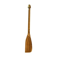 Лопатка деревянная с латунной накладкой узкая "Клубника"