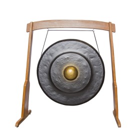 Гонг (Йога), черный с золотом, диаметр 70 см, глубина 24см, основание 112*53*107см, ручная работа, Индонезия