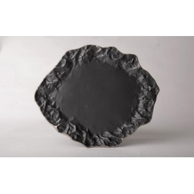 Тарелка столовая, "Нефть" черный с платиной, EVGENIYA KRYUKOVA