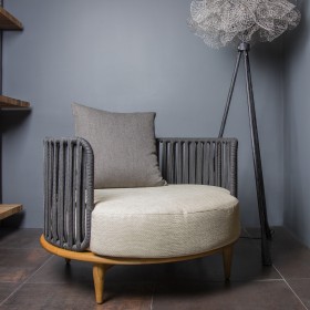 Кресло для отдыха (тик, шнур , ткань) тёмное, 950х950х760 мм, Chateau Collection