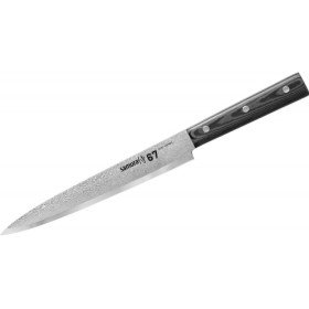 SD67-0045M/K Нож кухонный "Samura 67" для нарезки  195 мм, дамаск 67 слоев, микарта