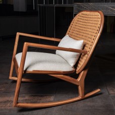 Кресло-качалка (иск. ротанг, тик, ткань), 780х890х910 мм, Chateau Collection