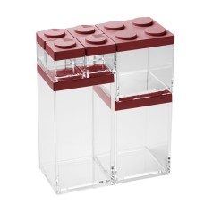 6513RO	Контейнер квадратный 100/500/1000/1500 мл красный Omada, набор 4 шт