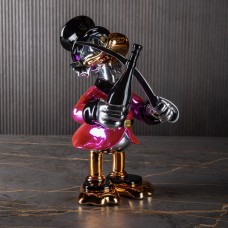 Скульптура Scrooge McDuck с бутылкой и саблей Красный, h40 см, хром/резина, Naor, Франция Art-S/N/MDRed/40