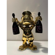 Скульптура Scrooge McDuck с бутылками, золотой, h40 см, хром/резина, Naor, Франция Art-S/N/MDGold/40