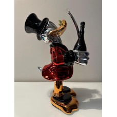 Скульптура Scrooge McDuck с бутылкой и саблей, красный, Naor, Франция, h40 см, хром/резина