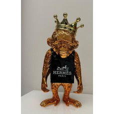 Скульптура Обезьяна Hermes, 30x17x14 cm, хром/резина, Van Apple Art, Нидерланды. Эксклюзивное творение из серии Fashion Skulls Art-S/VA/Monk/H