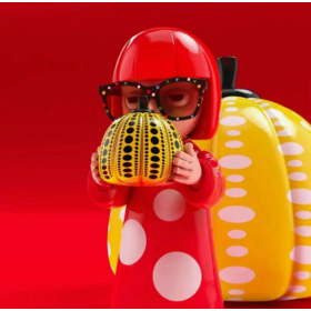 Скульптура Девочка с тыквой, H27 см, красный, серия Артист, Kusama Yayoi