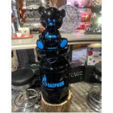Скульптура Мишка Gazprom на бочке, H45+60 см, черный, Naor, Франция