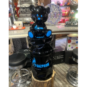 Скульптура Мишка Gazprom на бочке, H45+60 см, черный, Naor, Франция