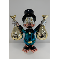 Скульптура Scrooge McDuck с мешками, синий, h40 см, хром/резина, Naor, Франция