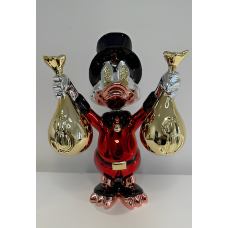 Скульптура Scrooge McDuck с мешками, красный, h40 см, хром/резина, Naor, Франция