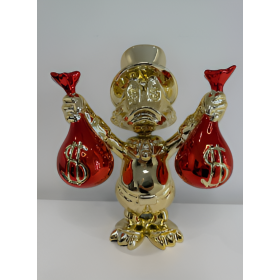 Скульптура Scrooge McDuck с красными мешками, золото, h40 см, хром/резина, Naor, Франция