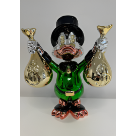 Скульптура Scrooge McDuck с мешками, зелёный, h40 см, хром/резина, Naor, Франция