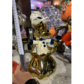 Скульптура Scrooge McDuck LV в мешке, , бело-золотой, h40 см, хром/резина, Naor, Франция  Art-S/N/MDBagGoldLV/40