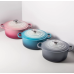 Кастрюля круглая 24 см Омбре голубой, стальная ручка, Le Creuset, 21177246824430, Чугун