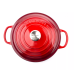 Кастрюля круглая 28 см Вишня, стальная ручка, Le Creuset, 21177280602430, Чугун